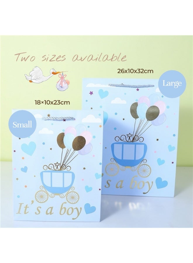 حقيبة هدايا ترحيبية بالمولود الجديد، إنه ولد، تغليف هدايا أزرق لحفلة الكشف عن جنس المولود، حجم كبير للأمير، للوالدين المنتظرين - Image 4